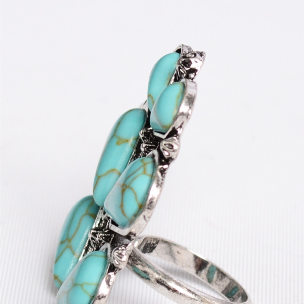 Turquoise Bloom Adjustable Ring - Picture 6 of 6